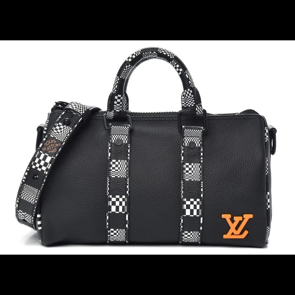 Louis Vuitton Damier NBA distorted keepall mini bag mens black leather tote